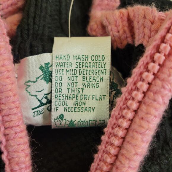 Quacker Factory Pig Quarter-Zip Sweater Black/Pink Cotton Women's M NWT - Picture 13 of 16